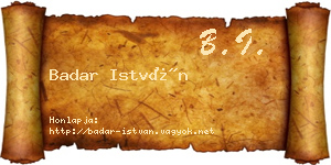 Badar István névjegykártya